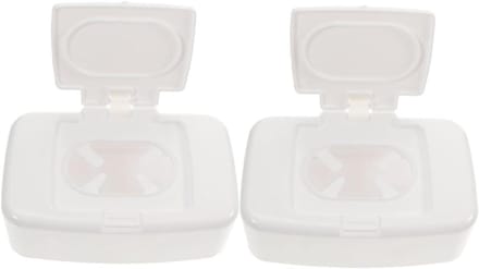 Wipes Dispenser - Herbruikbare Houder - Hygiënisch Opbergen - Met Deksel - 2 Stuks - Wit