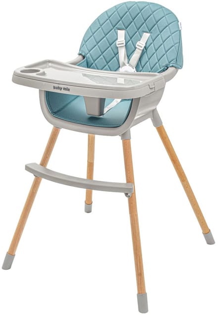 Baby Mix Freja houten kinderstoel groen eco-leer - Eetstoel