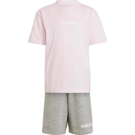 Adidas Essentials Linear Tee Set Roze 4-5 Years Kinderen