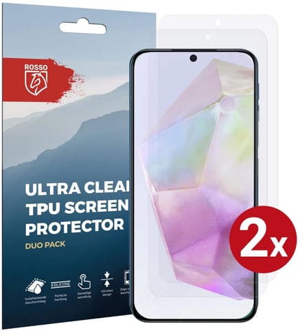 Rosso Screen Protector Geschikt voor Samsung Galaxy A35 | Ultra Clear Duo Pack | TPU Folie | Case Friendly | 2 Stuks