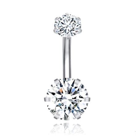 Piercing met 6-kant Zirkonia - Hexagon Zilver
