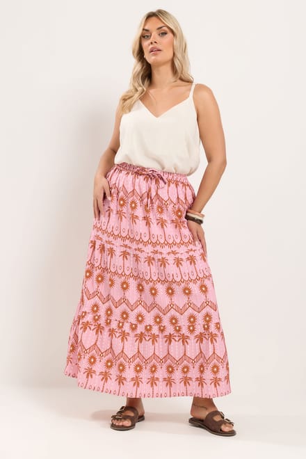 Yours Roze Rok Met Palmboomprint Size 46