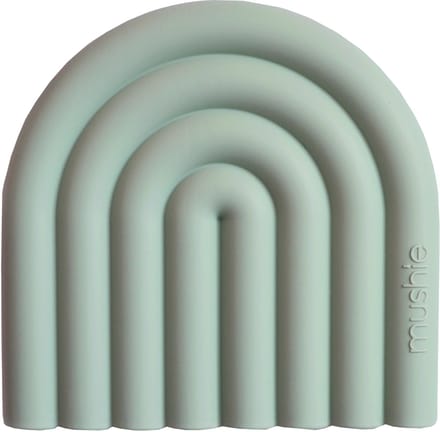 Mushie bijtring Rainbow cambridge blue