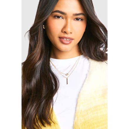 boohoo Dames Circle & Bar Eenvoudige Gelaagde Ketting | Gold
