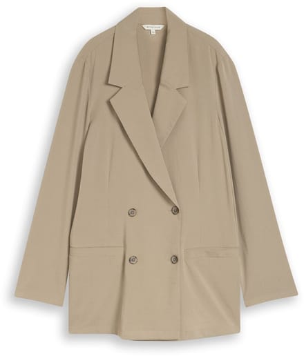 Tom Tailor - Losvallende blazer met zakken - Maat 36 - Silver Olive