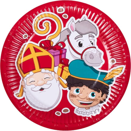 Boland Feestbordjes Sinterklaas 18 Cm Karton Rood 6 Stuks