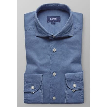 Eton Overhemd Extreme Cutaway Lightweight Denim Avond Blauw / male
