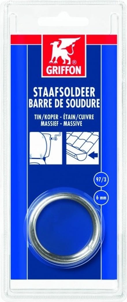 Griffon staafsoldeer tin/koper 97/3 massief Ø 6 mm. - 100 gram