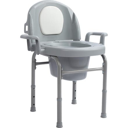 Nachtkastje Commode Stoel 3 Niveaus Hoogte Verstelbaar PU Gevoerd Antislip Afgedichte Deksel Commode met 2 gray