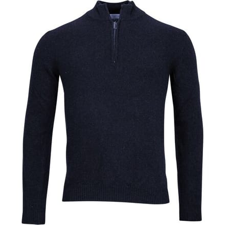 Thomas Maine Trui Half Zip Single Knit Merino Cashmere Navy / male