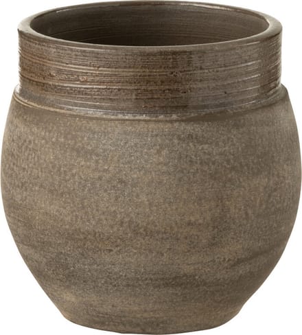 J-Line bloempot Gio - keramiek - bruin - extra small - 2 stuks - Ø 15 cm
