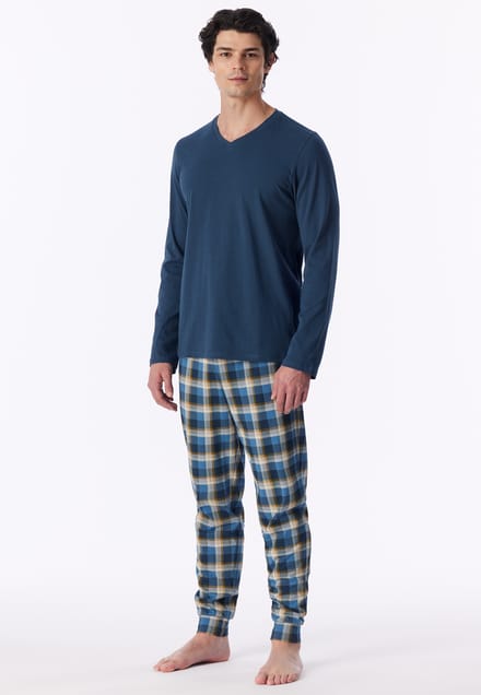 Lange pyjama met manchetten, diepblauw - Casual Essentials 48