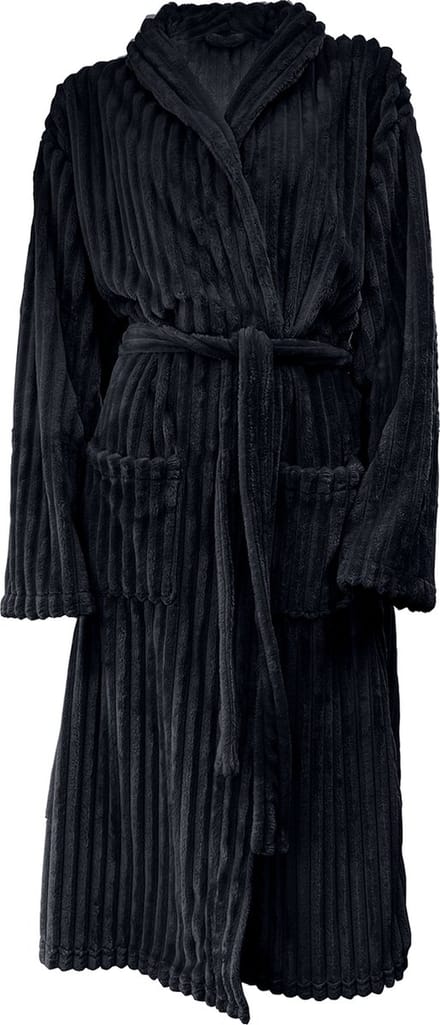 Eleganzzz Teddy Rib Fleece Uni Badjas - Black - S - Badjas Dames - Badjas Heren