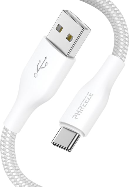 Stevige usb C oplaadsnoer - Usb A naar Usb C - Nylon gevlochten - Wit - 1 meter
