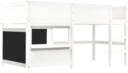 Huisbed kinderbed speelbed stapelbed met twee planken graffiti-baar met kleine plank 90x200 wit