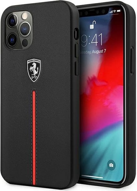 Ferrari Off Track Leather Nylon Stripe Case for iPhone 12 Pro Max - Black