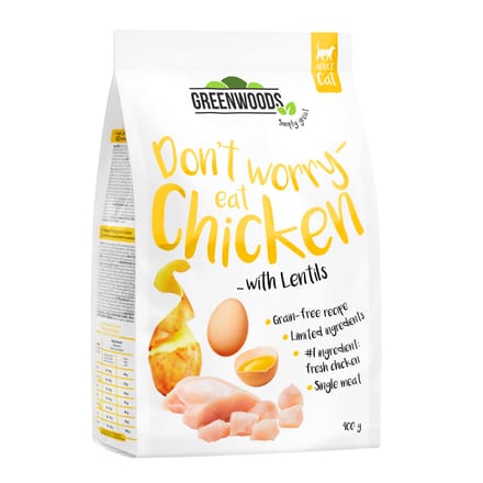 400g Kip met Linzen, Aardappel en Ei Greenwoods Kattenvoer
