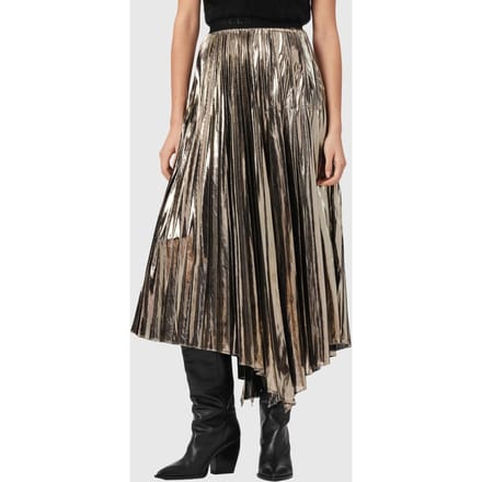 AllSaints Jax Skirt Metallic Gold Größe: 2 | Midiröcke Outlet | Damen | Gelb