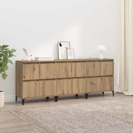 vidaXL - Dressoirs - 3 - st - Artisan - Eiken - 60 - x - 35 - x - 70 - cm - Bewerkt - hout