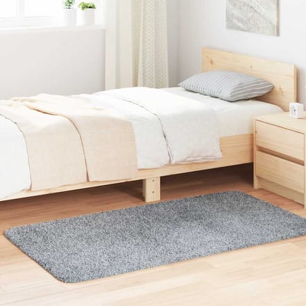 vidaXL - Hoogpolig - vloerkleed - NAVARRA - 80x150 - cm - polyester - lichtgrijs