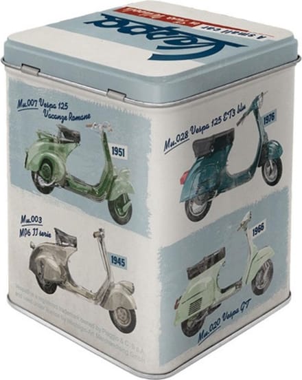 Vespa Model Chart Metalen Theedoosje