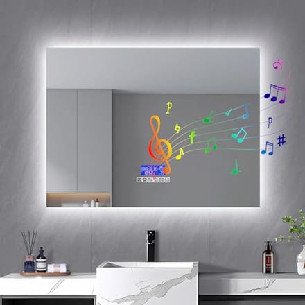 Verlichte Badkamerspiegel 80 x 100 cm met Bluetooth en Ontwasfunctie