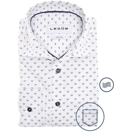 Ledûb Overhemd White Canvas Graphic Shirt Wit-Blauw / male