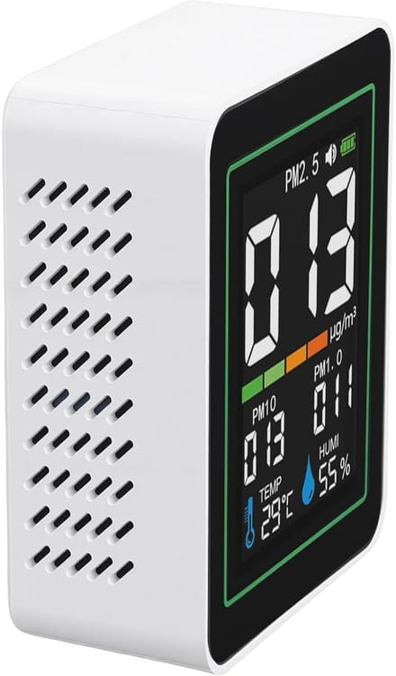 Luchtkwaliteitsmeter - Luchtmonitor - Binnenlucht Meten - 5-in-1 Sensor - Draagbaar LCD