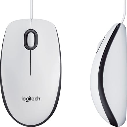 Logitech M100 - Muis - full size - USB - Muis - Optisch - 3 knoppen - Wit