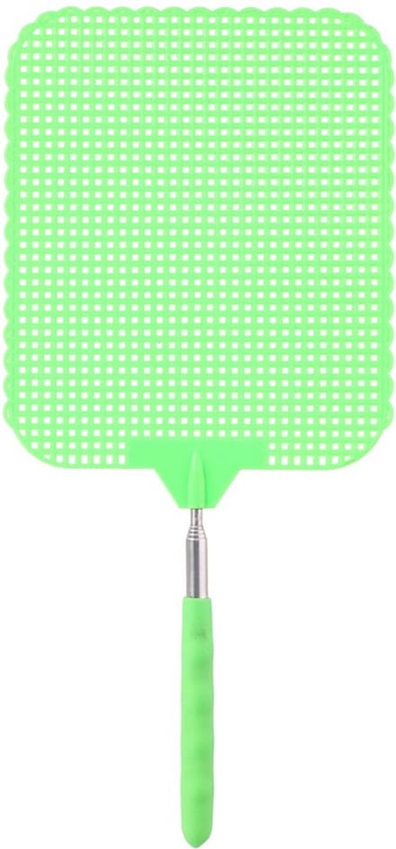 Uitschuifbare Vliegenmepper - groen - van 34 naar 76 cm - metaal/kunststof - lang