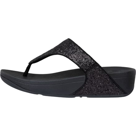 FitFlop Lulu Glitter Toe-Thongs PU Glitter Dames Slippers - Zwart Glitter