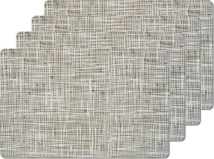 Zeller placemats gestreept - 6x - kunststof - 44 x 29 cm - grijs - abstract