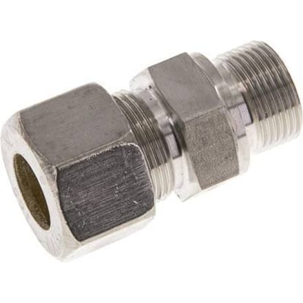 M22x1.5 Buitendraad x 16S RVS Rechte Knelfitting 400 Bar DIN 2353 - FL2S-MO-ST-M22-16-S