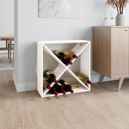 vidaXL - Wijnkast - 62x25x62 - cm - massief - grenenhout - wit