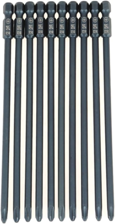 Set van 10 Lange Schroevendraaier Bits, Phillips PH2 Magnetische Bits met 1/4 Inch Hex Shank voor Precisiewerk en Klusprojecten