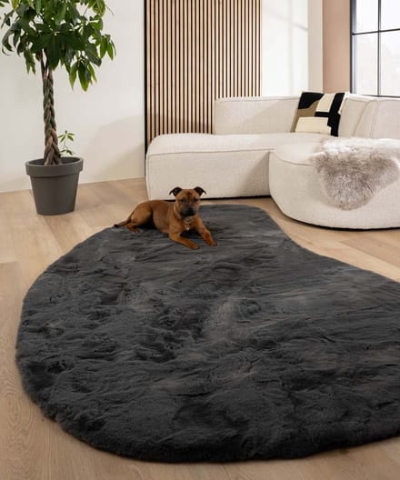 Fluffy vloerkleed organisch - Comfy Plus donkergrijs 80x122