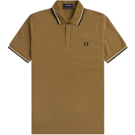 Fred Perry Herenpoloshirt met dubbele kraag (Bruin)