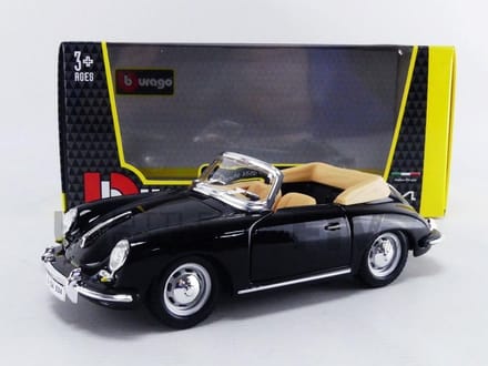 Replica Porsche 356 Cabriolet Modelauto 1961 Schaal 1:24 - Zwart