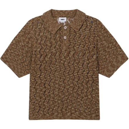 Obey Andre polo trui haak korte mouwen met kraag - toffee bruin