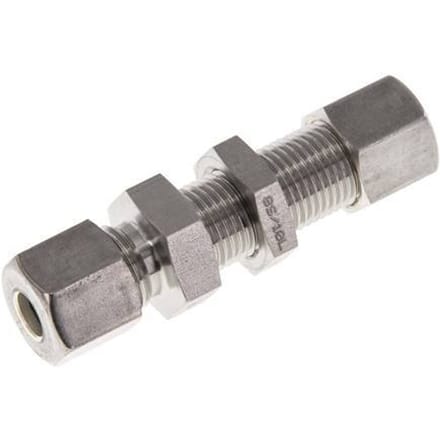 8S RVS Rechte Knelfitting Schotdoorvoer 500bar ISO 8434-1