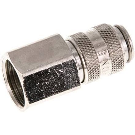Vernikkeld Messing DN 5 Luchtkoppeling Snelkoppeling G 3/8 inch Binnendraad Double Shut-Off - CLS5-F-BN-SV-038