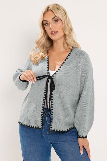 Yours Grijs Vest Met Strik Aan De Voorkant Size 50-52