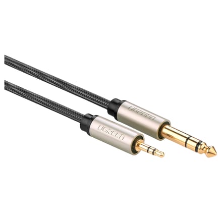Ugreen AV127 - Audiokabel - 3,5 mm Jack naar 6,35 mm Jack - 5 Meter - Vergulde Connectoren - Grijs
