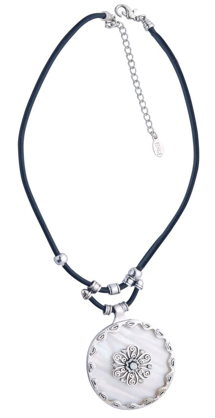 Behave® Korte Ketting - Metalen Hanger Met Witte Schelp - Nikkelvrij
