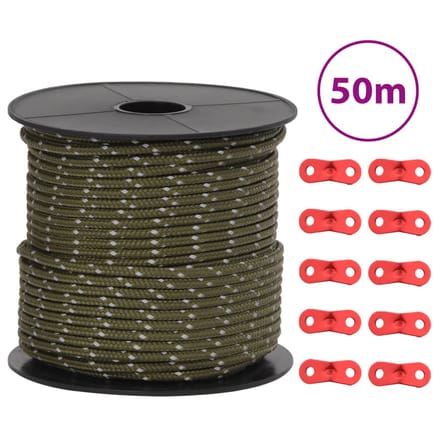 vidaXL - Tentscheerlijn - met - reflecterende - strips - en - spanners - 50 - m - 4 - mm