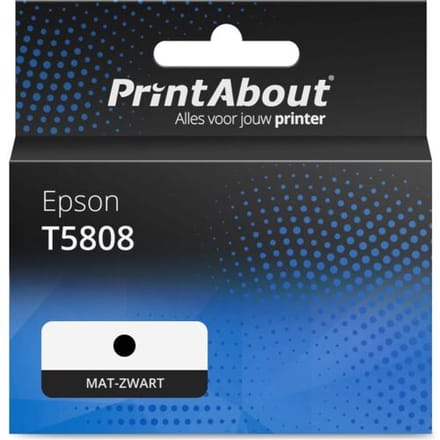 PrintAbout Inktcartridge T5808 Mat-zwart geschikt voor Epson