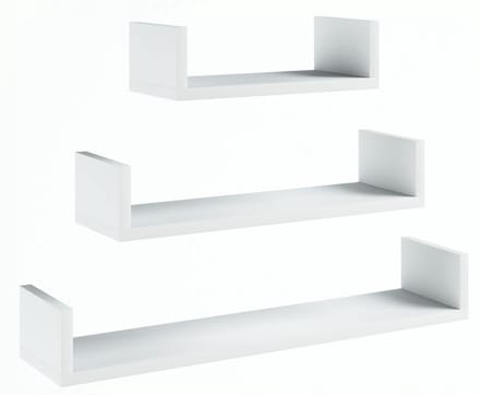 Meble Exclusive EX3 - Hangende Wandplank - Groot - Wit - Set van 3