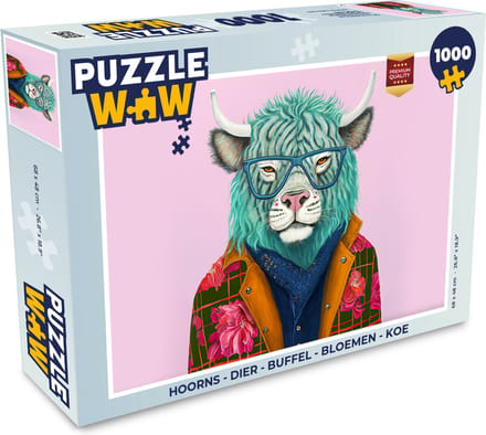 Puzzel Hoorns - Dier - Buffel - Bloemen - Koe - Legpuzzel - Puzzel 1000 stukjes volwassenen