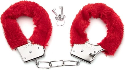 Metalen handboeien met fluweel - rood
