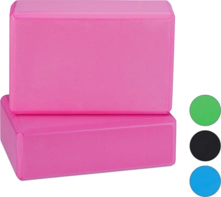 yogablok - set van 2 - foam - antislip - 8 x 23 x 15 cm - roze
